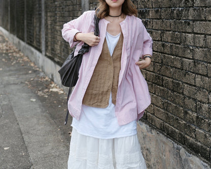 MZ611 LINEN STRIPED WORK VEST