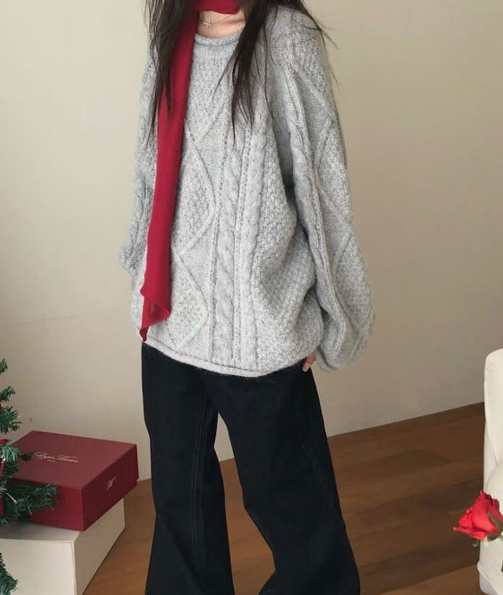 MZ915 CABLE KNIT WOOL TOP