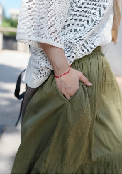 NA485 COTTON CRINKLED FLARED SKIRT