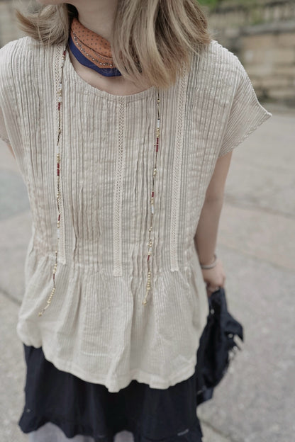 CB113 PINTUCK LACE TOP