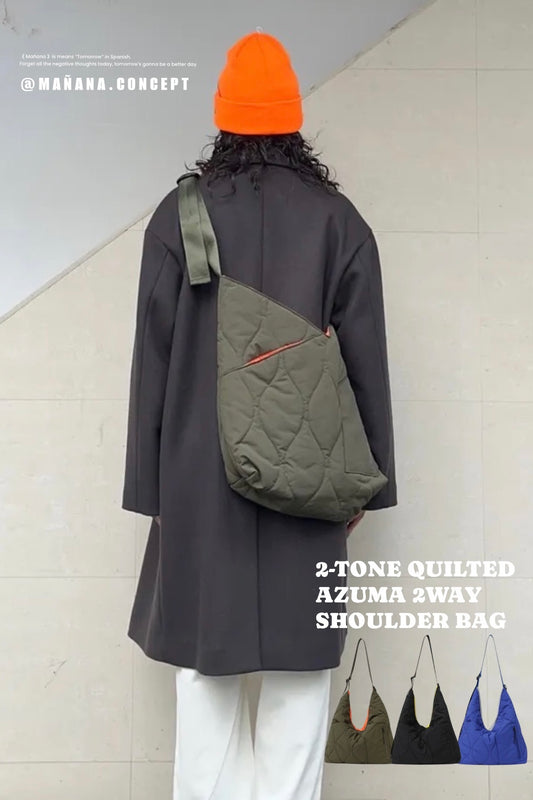 NA499 2-TONE QUILTED AZUMA 2WAY SHOULDER BAG