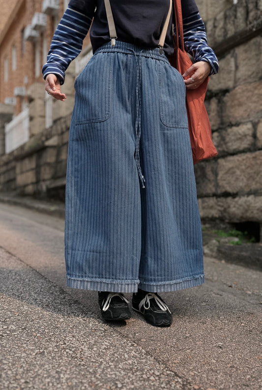 MZ980 STRIPED DENIM WIDE-LEG JEANS