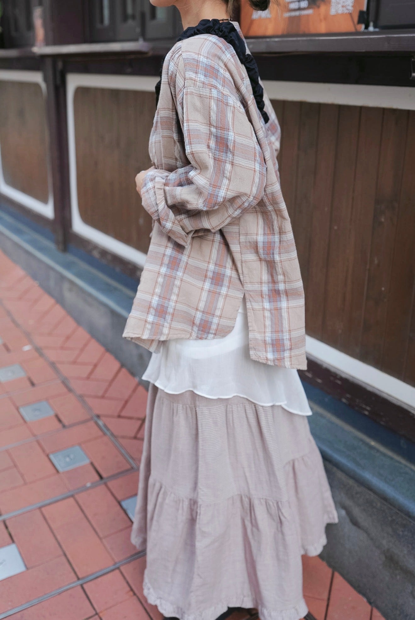 CB107 DOBBY PLAID SHIRT BLOUSE