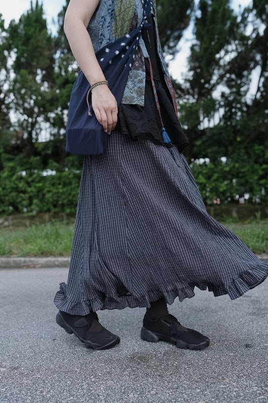 CB132 PLAID RUFFLE SKIRT