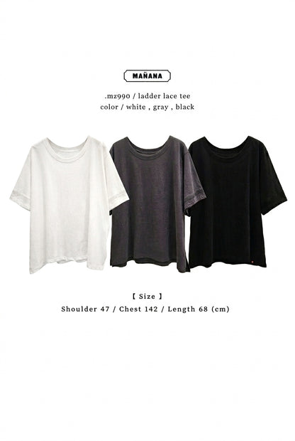 MZ990 LADDER LACE TEE【2PCS LESS -$20】