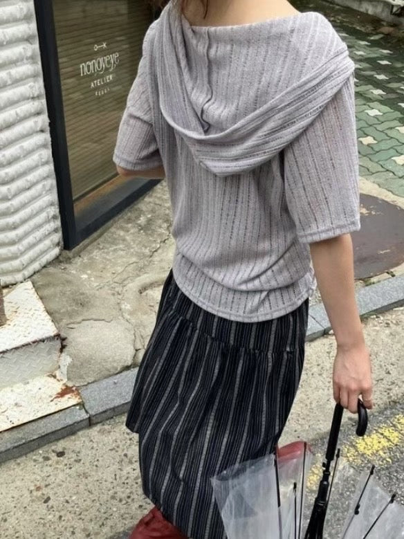 MZ834 EYELET LACE UP KNIT HOODIE