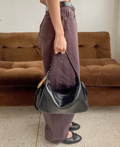 BUCKS & LEATHER HANDMADE DOUBLE POCKET HOBO BAG