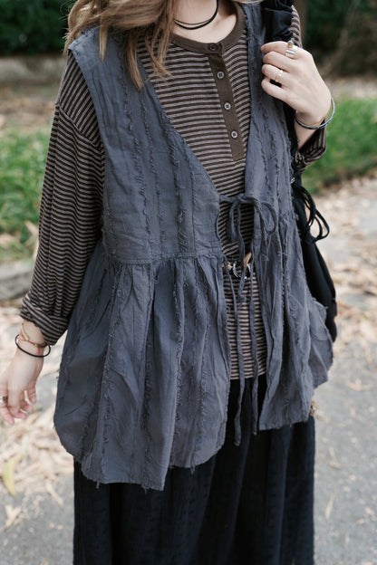 CA911 FRINGED RIBBON VEST