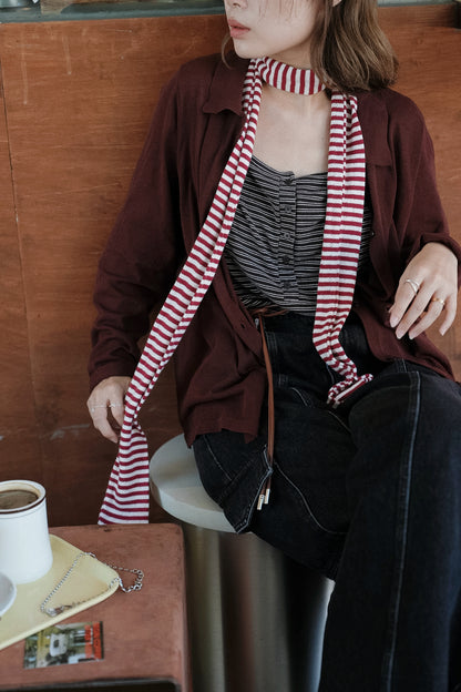 MZ888 STRIPED KNIT SCARF / 4 COL