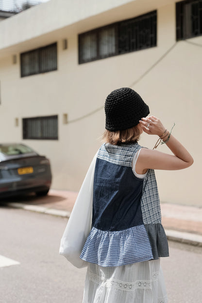 CB138 PATCHWORK DENIM TOP