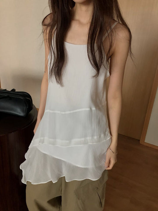 MZ988 ASYMMETRIC CHIFFON ONE PIECE DRESS