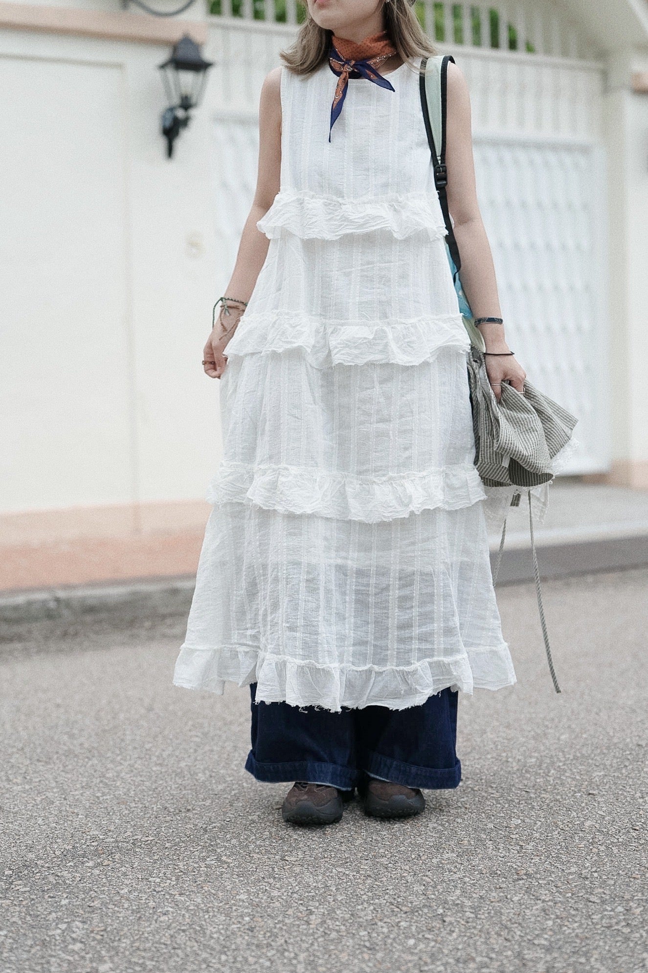 CB117 RUFFLE SLEEVELESS DRESS