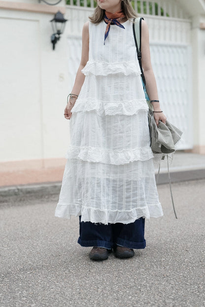 CB117 RUFFLE SLEEVELESS DRESS