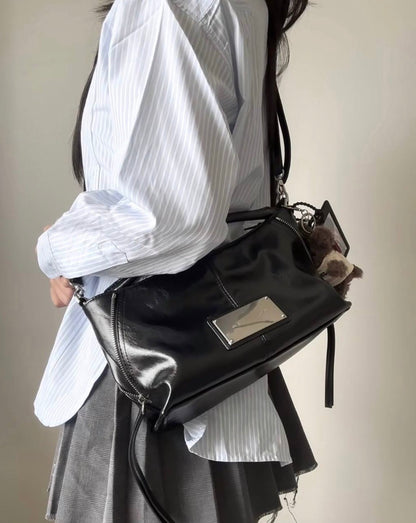 ❗️斷貨王❗️MATIN KIM SIDE ZIPPER SHOULDER BAG - BLACK/GREY/DK BROWN