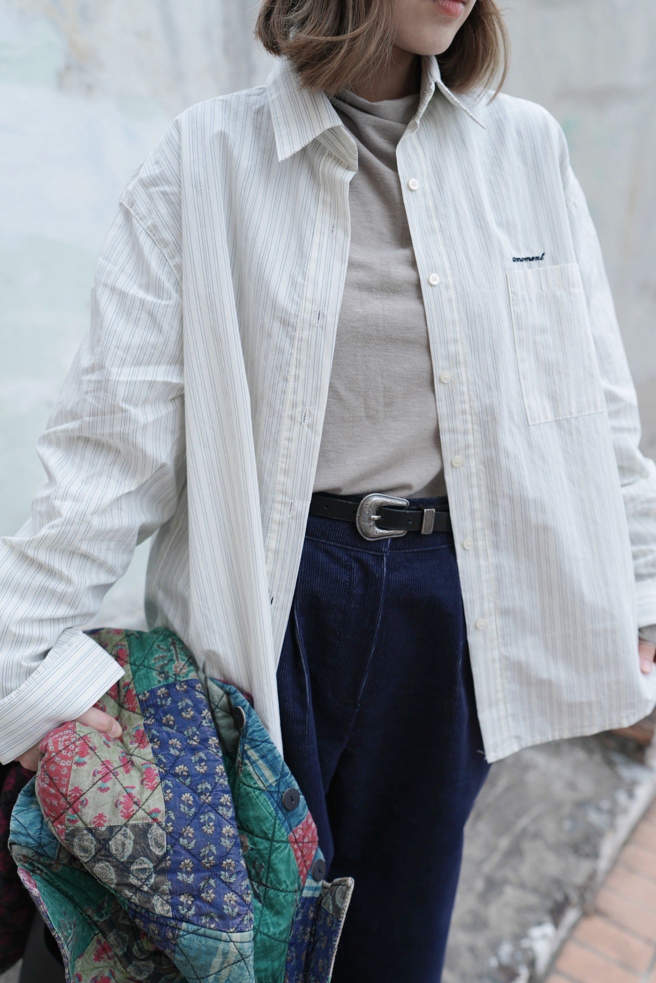 MZ883 EMBROIDERED STRIPED SHIRT