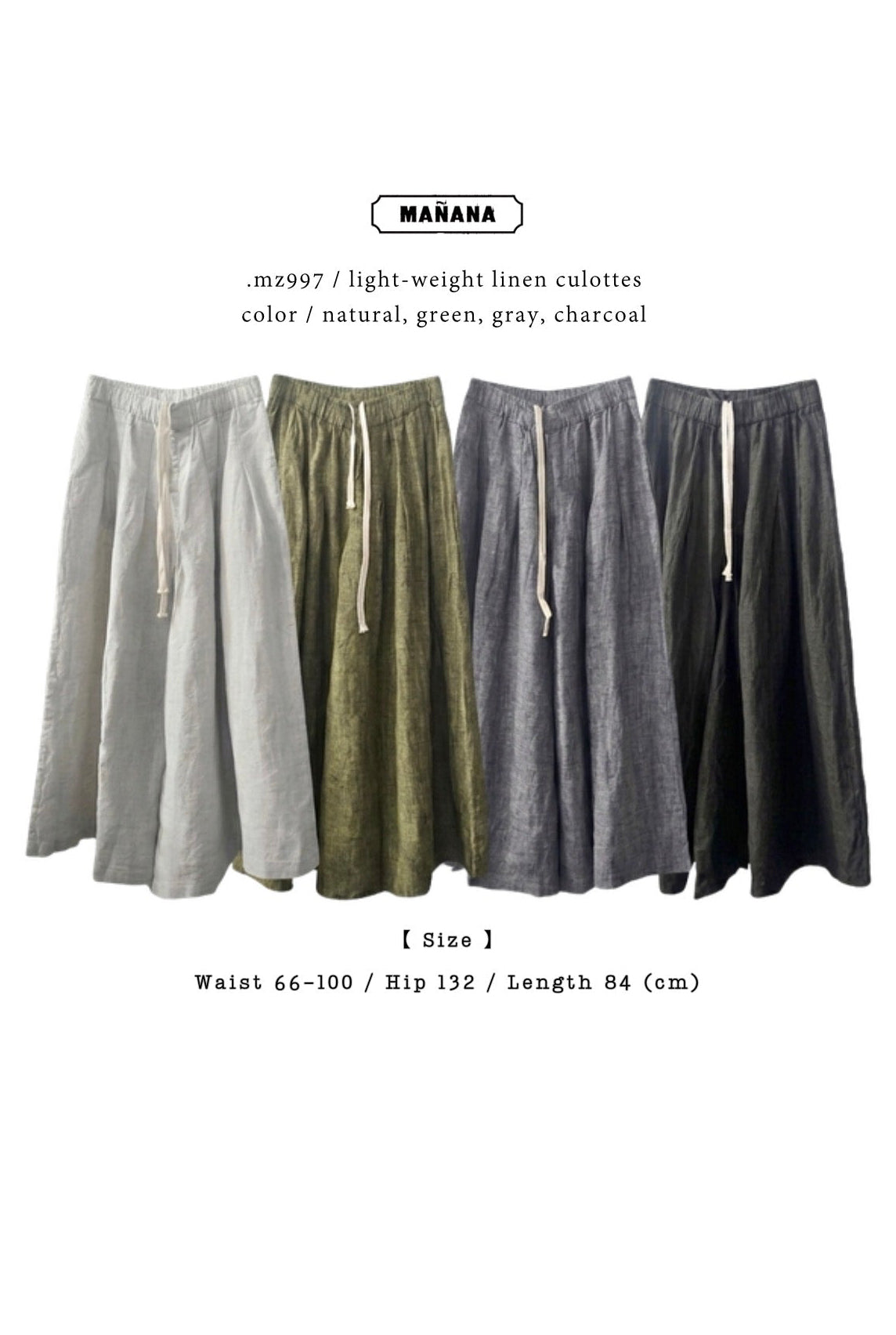 MZ997 LIGHT-WEIGHT LINEN CULOTTES
