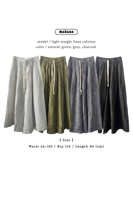 MZ997 LIGHT-WEIGHT LINEN CULOTTES