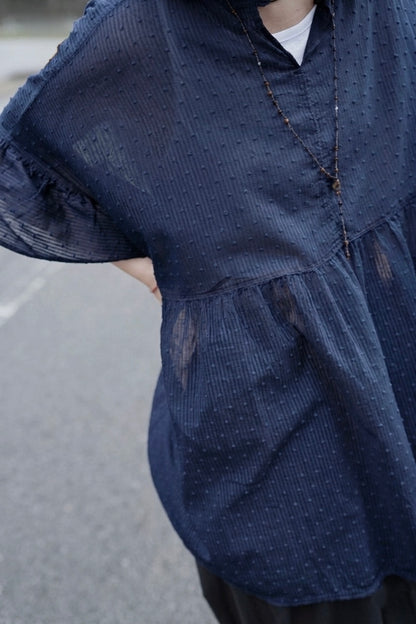 CB127 SWISS DOT DOBBY BLOUSE