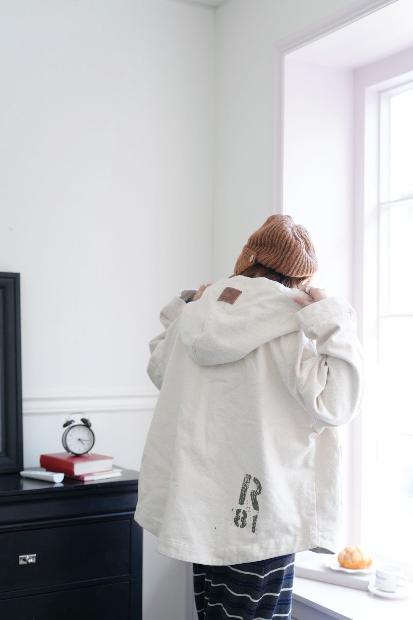 MZ938 DENIM TWILL BRUSHED HOODED COAT