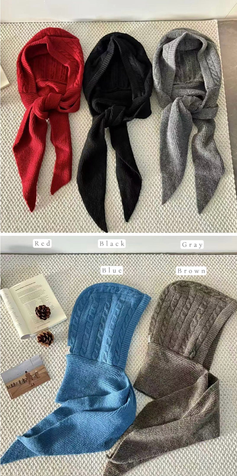 MZ921 CABLE HOODED SCARF