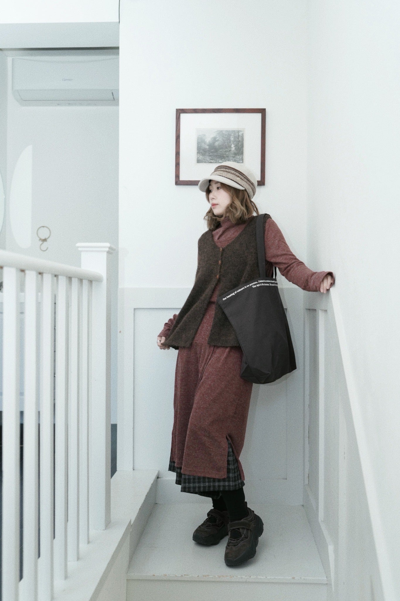 MZ937 SUEDE PLAID SKIRT PANTS