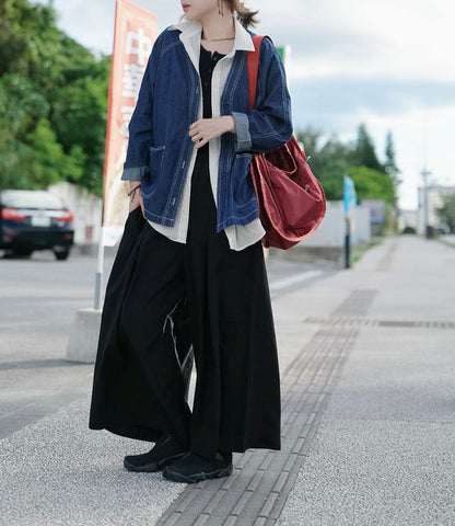 CB147 COLLARLESS DENIM JACKET