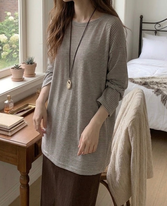 MB047 STRIPED SHEER LONG TEE