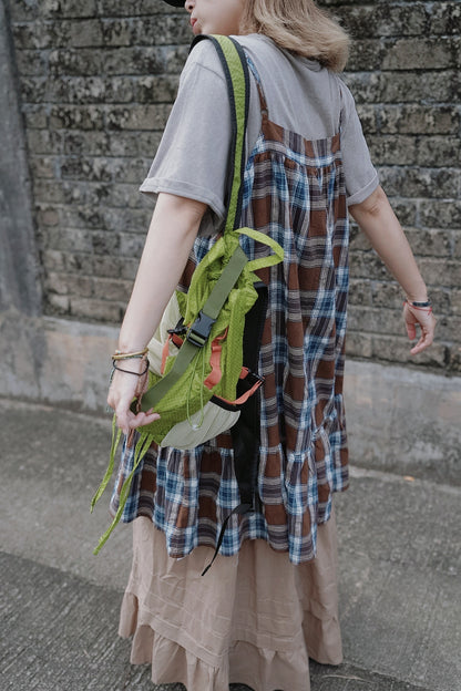 CB119 DOBBY PLAID MIDI DRESS