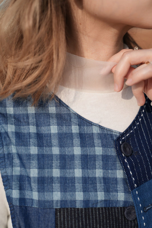 MZ956 MESH HALF NECK BASIC TOP