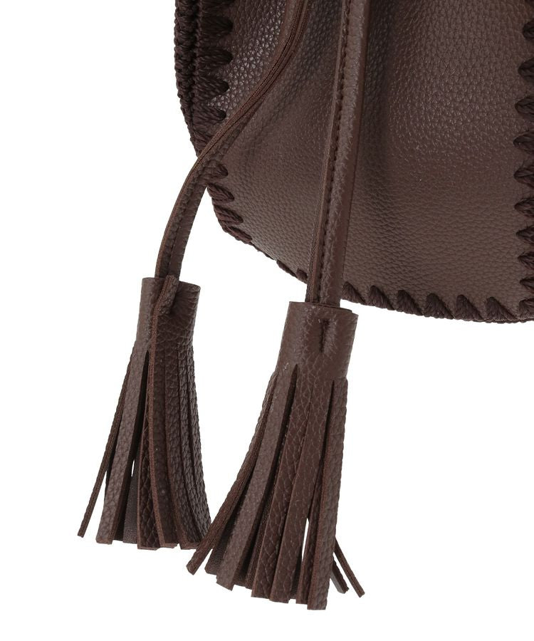 NA470 STITCHING FRINGED SHOULDER BAG