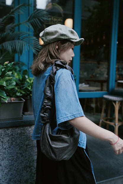 MZ820 RUCHED SUEDE HOBO BAG