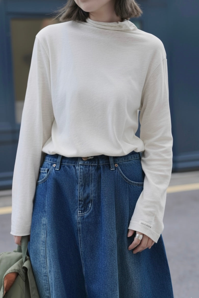 MZ865 TURTLE-NECK PATCHED TOP【 2件減$20, 4件減$50 】
