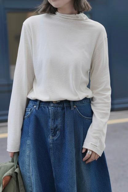 MZ865 TURTLE-NECK PATCHED TOP【 2件減$20, 4件減$50 】