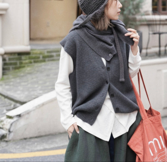MZ869 COZY WOOL VEST WITH SCARF SET
