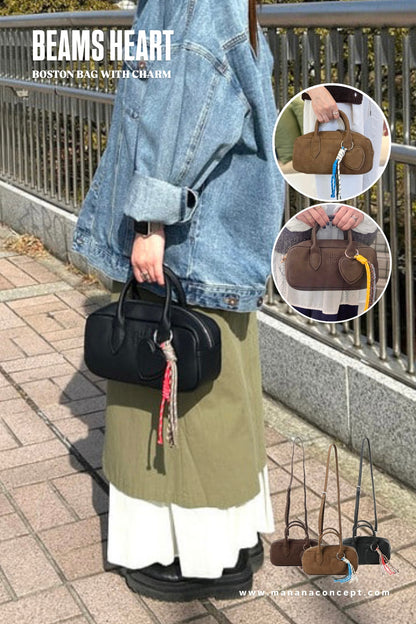 BEAMS HEART BOSTON BAG WITH CHARM