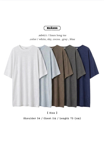 MB021 LINEN LONG TEE【 2件減-$20, 4件減-$50 】