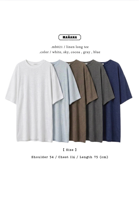 MB021 LINEN LONG TEE【 2件減-$20, 4件減-$50 】