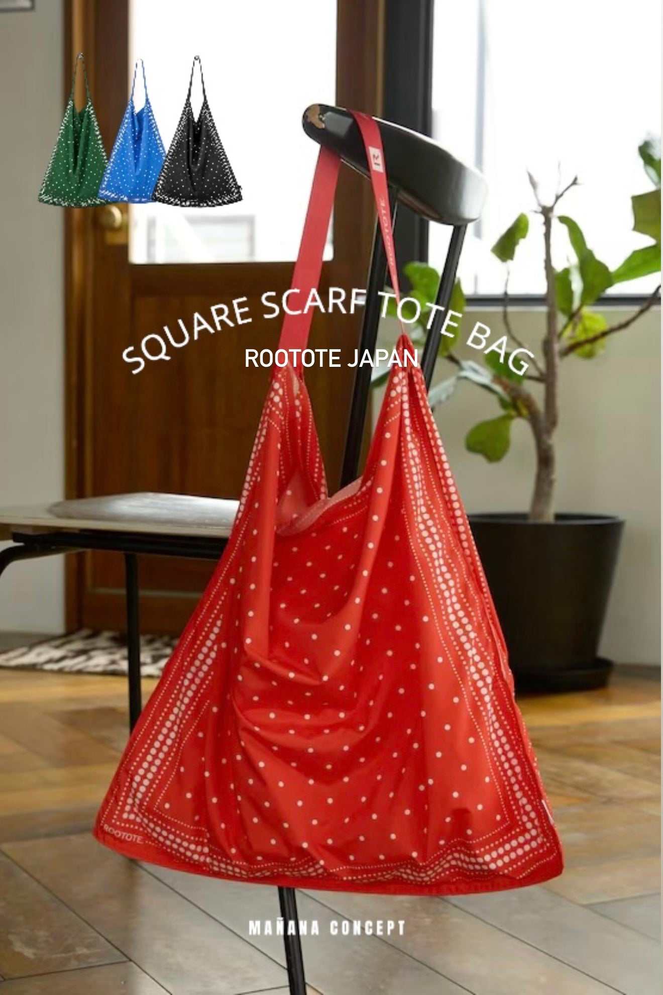 ROOTOTE 🇯🇵JAPAN SQUARE SCARF TOTE BAG / 4 COLORS