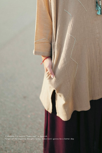 NA418 EMBROIDERED CREPE TUNIC