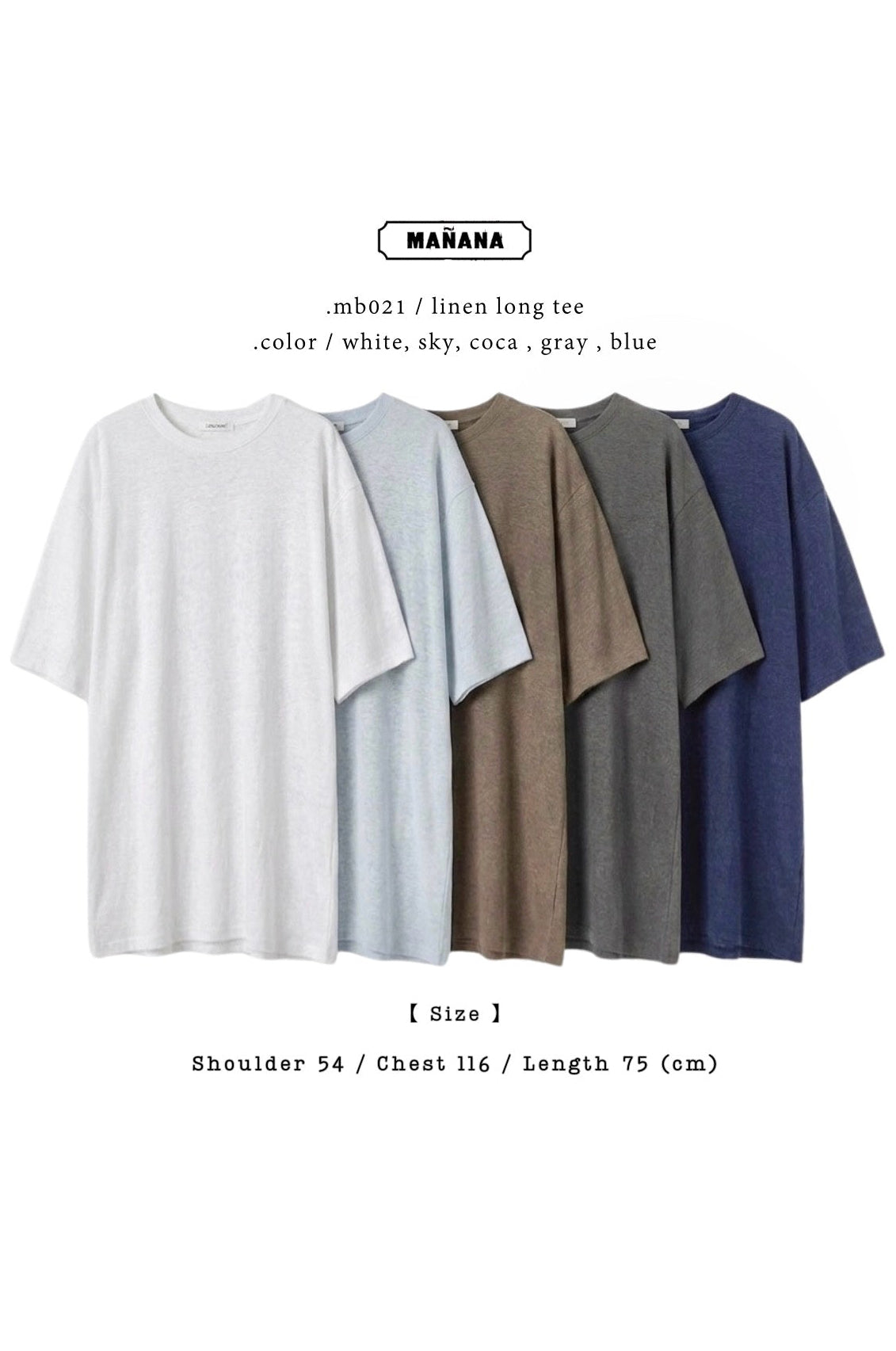 MB021 LINEN LONG TEE【 2件減-$20, 4件減-$50 】