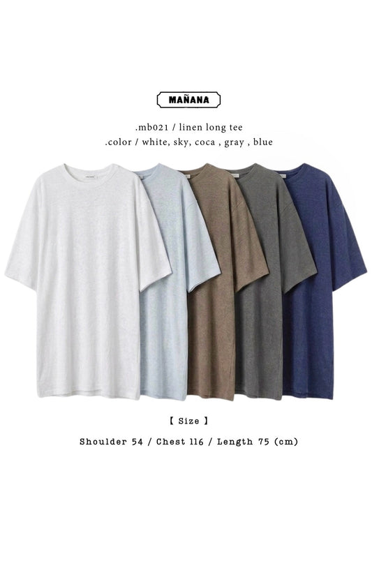 MB021 LINEN LONG TEE【 2件減-$20, 4件減-$50 】