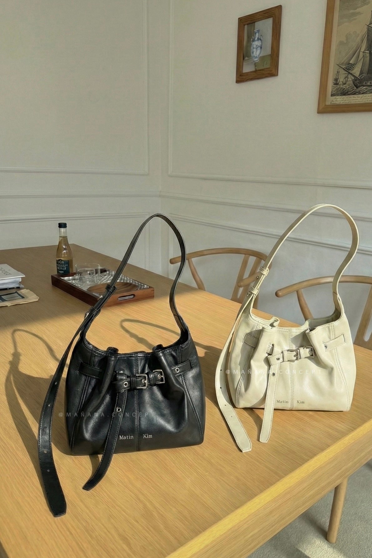 MATIN KIM BELTED VOLUNN BUCKET BAG