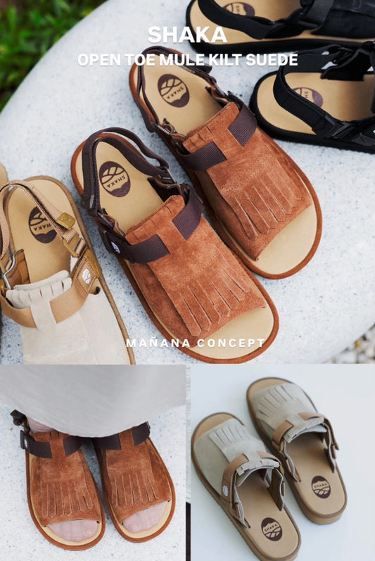 ❗️🔔限時中❗️ SHAKA - OPEN TOE MULE KILT SUEDE