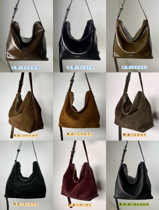 MZ951 ITALIAN HANDMADE LEATHER BOXY HOBO BAG / *9色