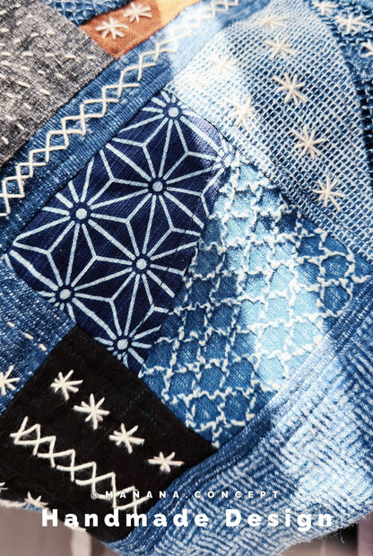 NA463 INDIGO SASHIKO PATCHWORK SKIRT