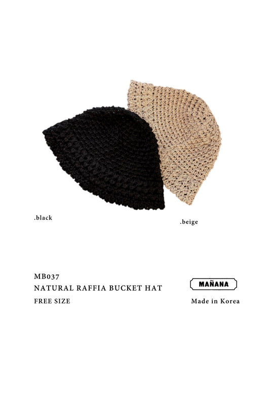MB037 NATURAL RAFFIA BUCKET HAT