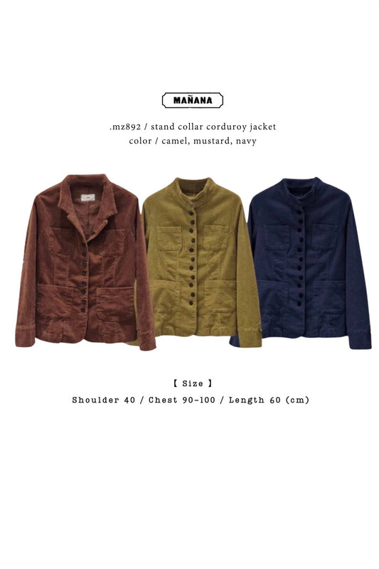 MZ892 STAND COLLAR CORDUROY JACKET