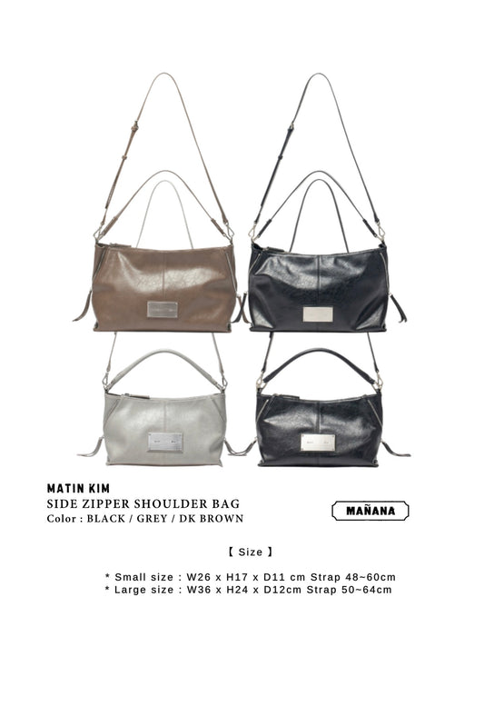 ❗️斷貨王❗️MATIN KIM SIDE ZIPPER SHOULDER BAG - BLACK/GREY/DK BROWN