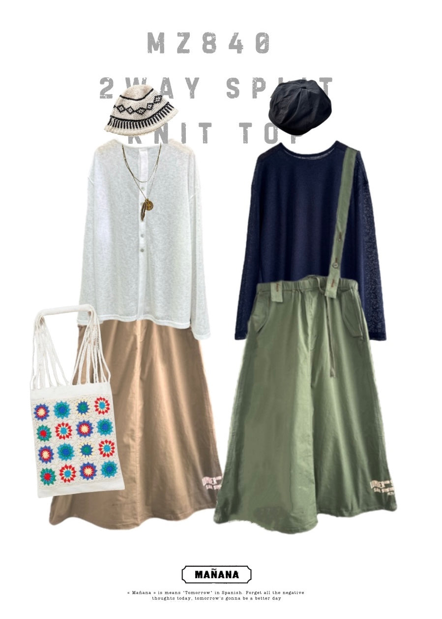 MZ840 2WAY SPLIT KNIT TOP