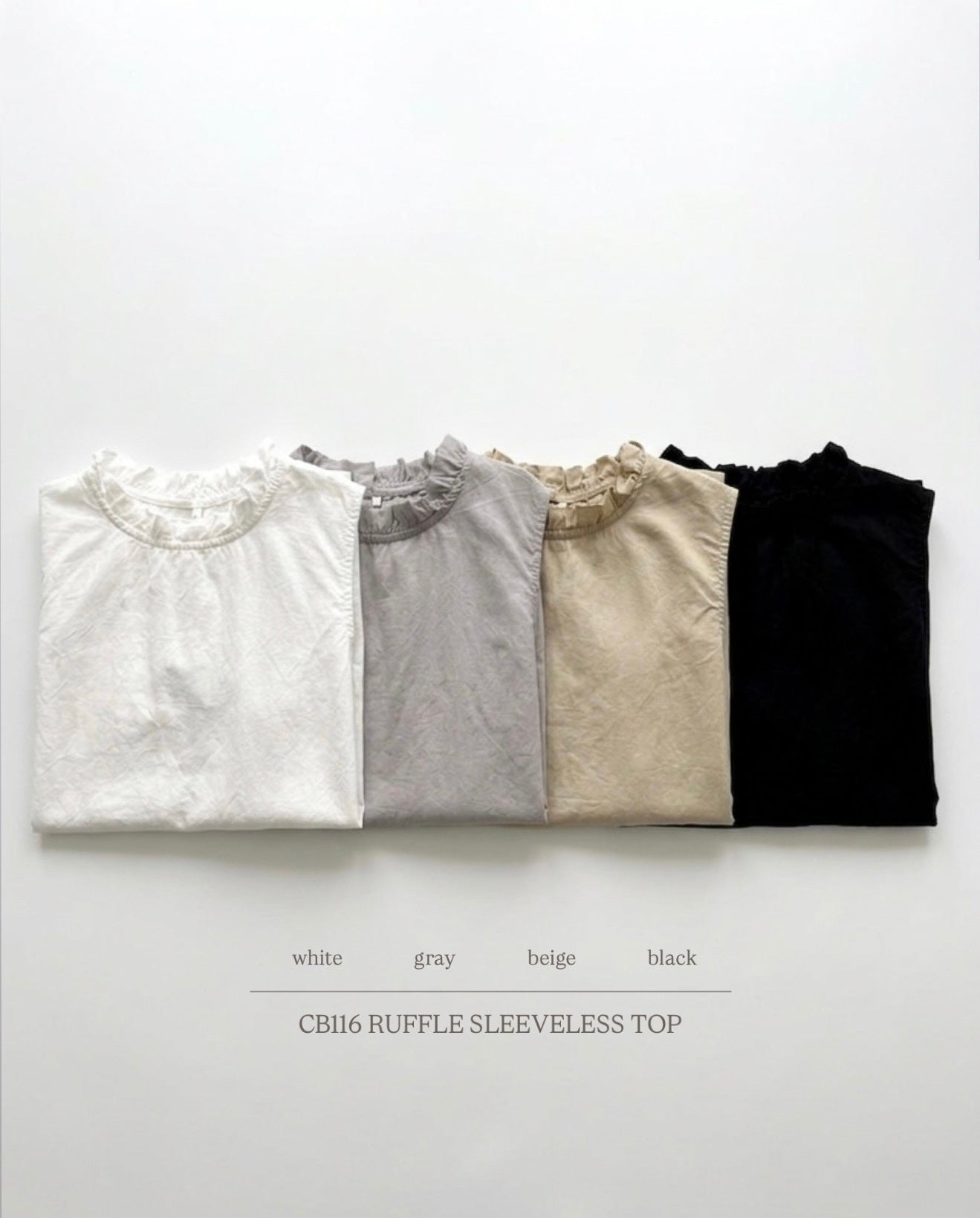CB116 RUFFLE SLEEVELESS TOP